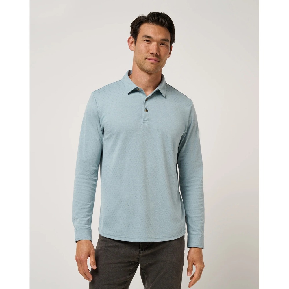 TravisMathew Handsome Town LS Polo Shirt Arona Blue Long Sleeve Mens L A42262